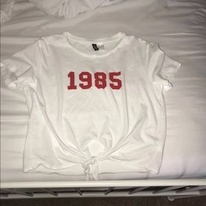 Red and white 1985 crop top from h&m